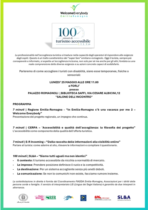 '100 minuti di Turismo Accessibile' - Incontro di formazione a Palazzo Romagnoli
